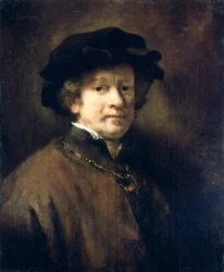 Autoportrait avec casquette et chaîne en or, 1654